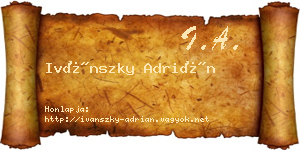 Ivánszky Adrián névjegykártya